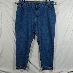 Lee Women's Blue Straight Leg 100%COTTON Distressed Hem Jeans Plus Size 26 W